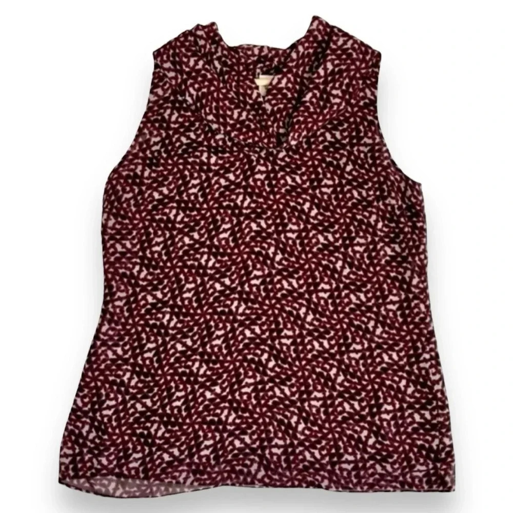 Cabi Venus Sleeveless Cowl Neck Abstract Print Blouse Size Medium